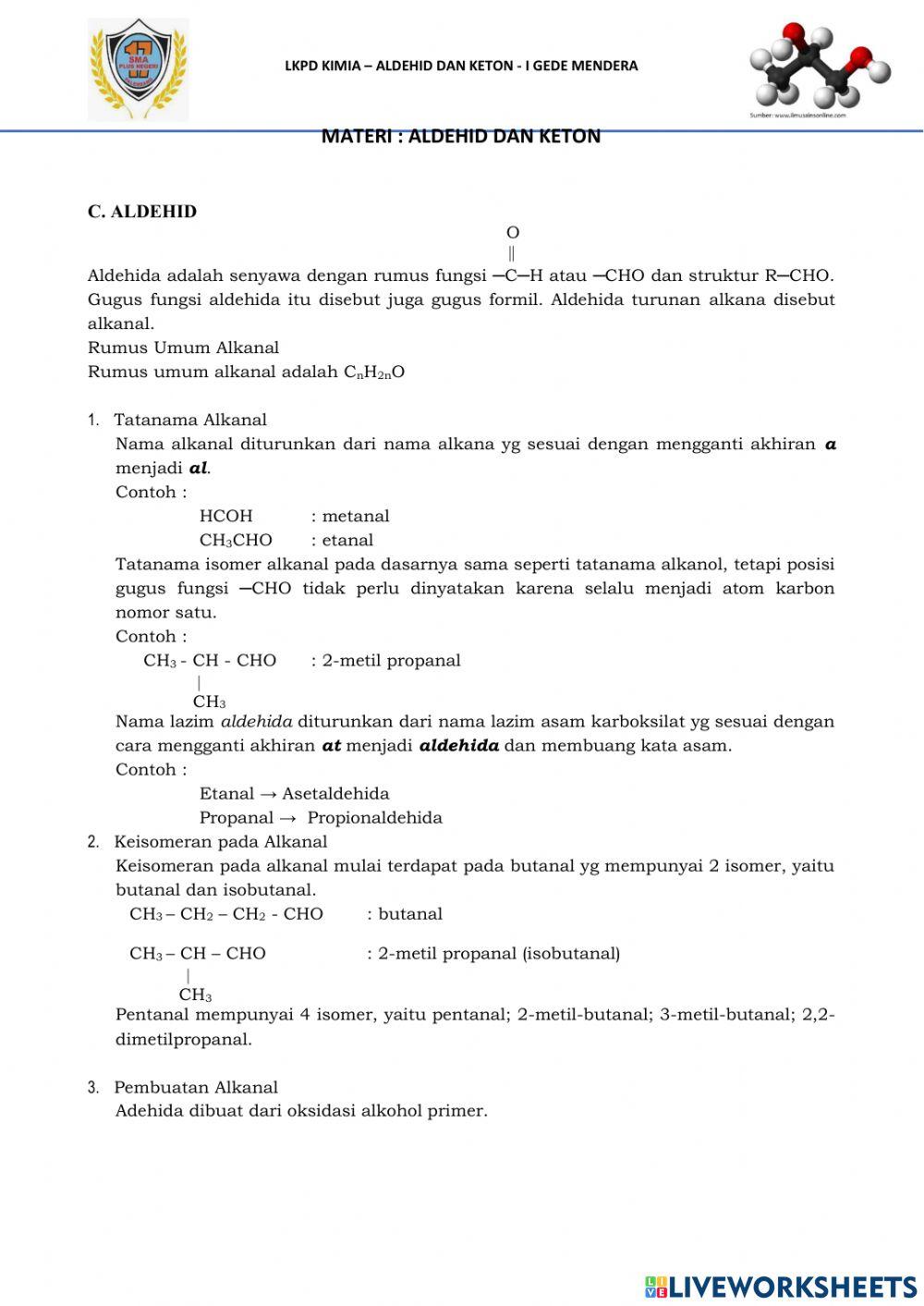 LKPD 3 : Aldehid dan Keton