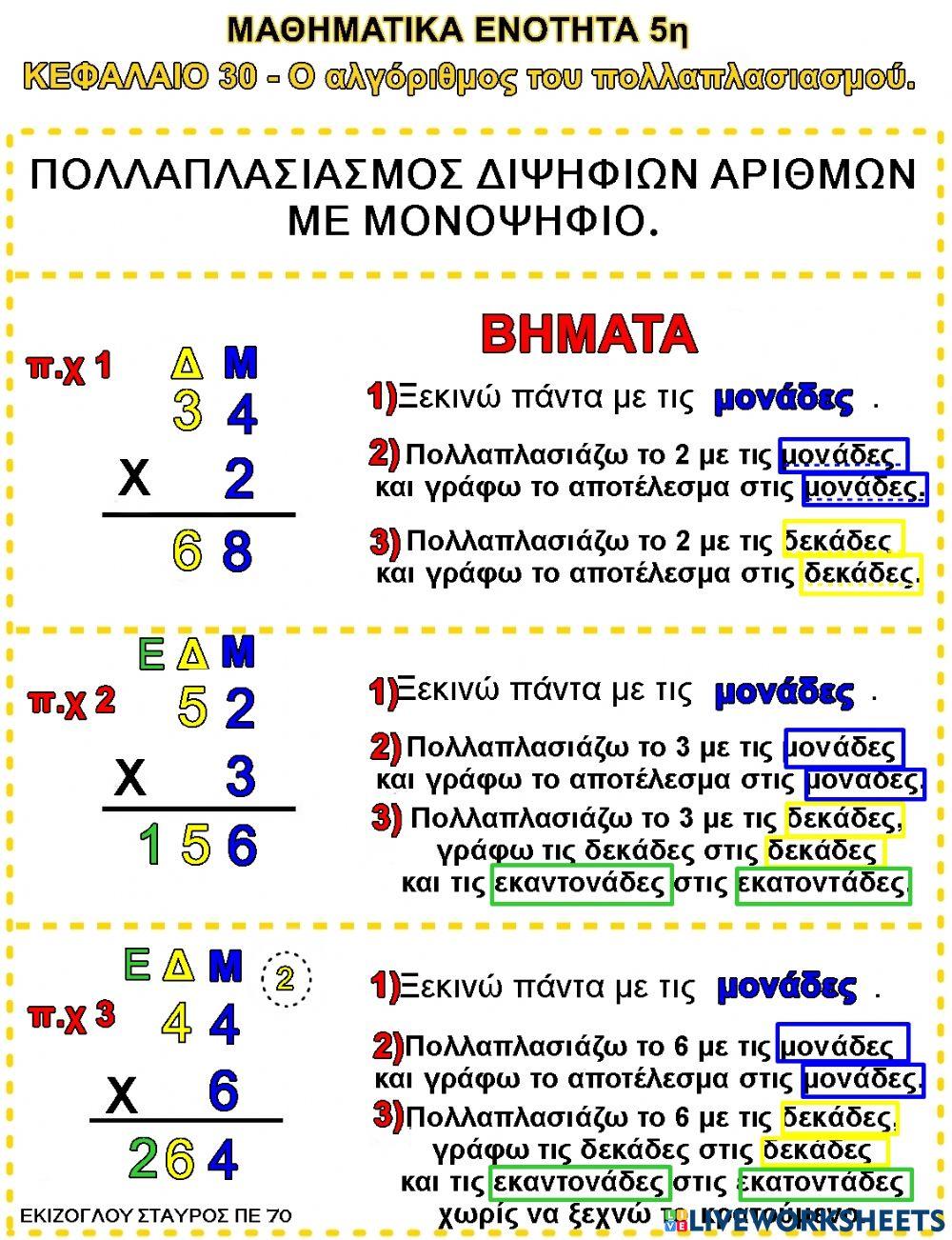 Θεωρια-ο αλγοριθμος του πολλαπλασιασμου.