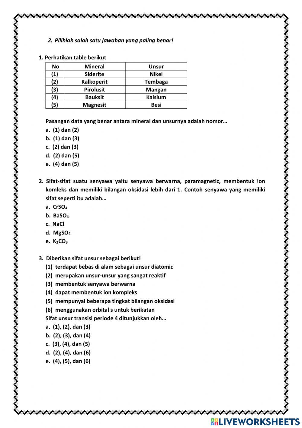 Unsur transisi periode 3 & 4