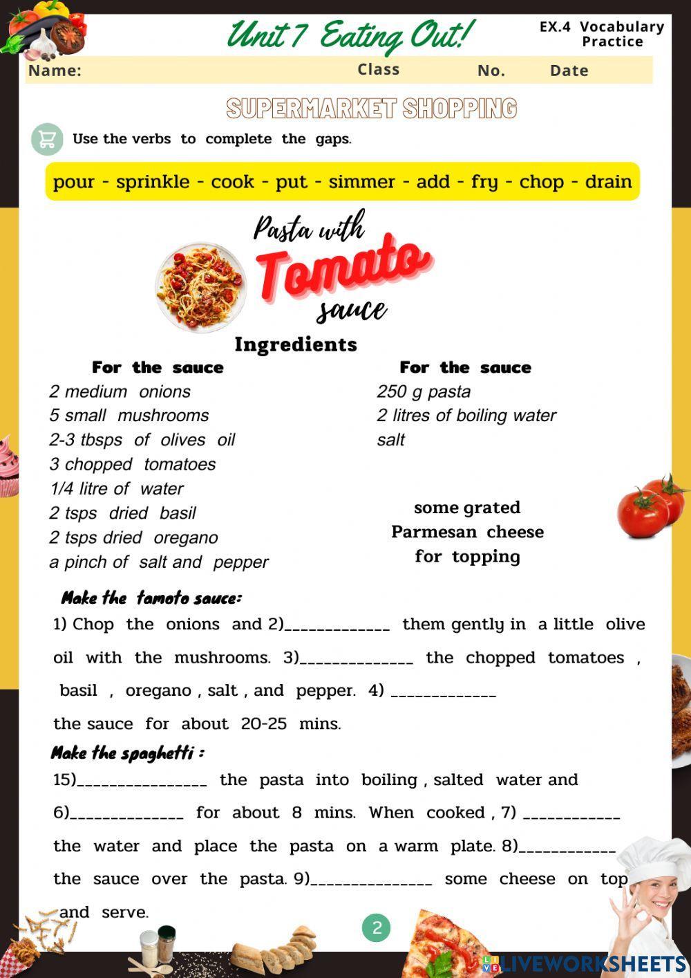 Eating Out - Supermarket  shopping