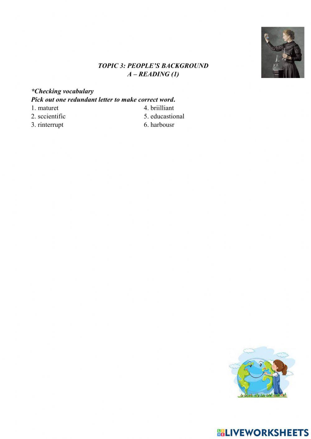 Check voca topic 3: People's background