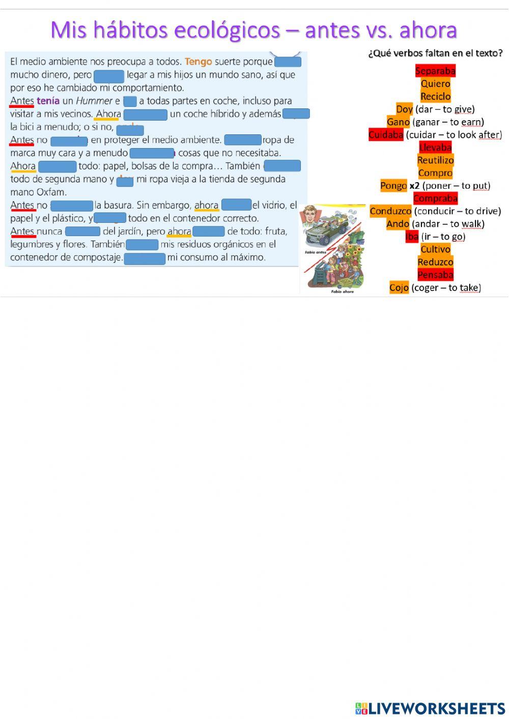 Mis habitos ecologicos - antes y ahora