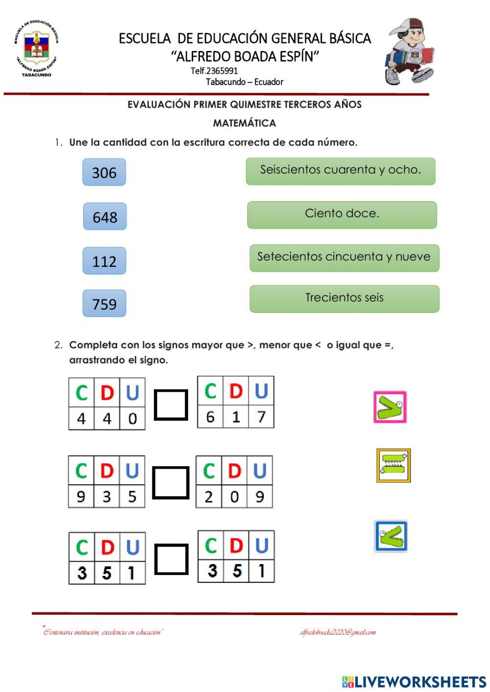 Evaluacion de matematica