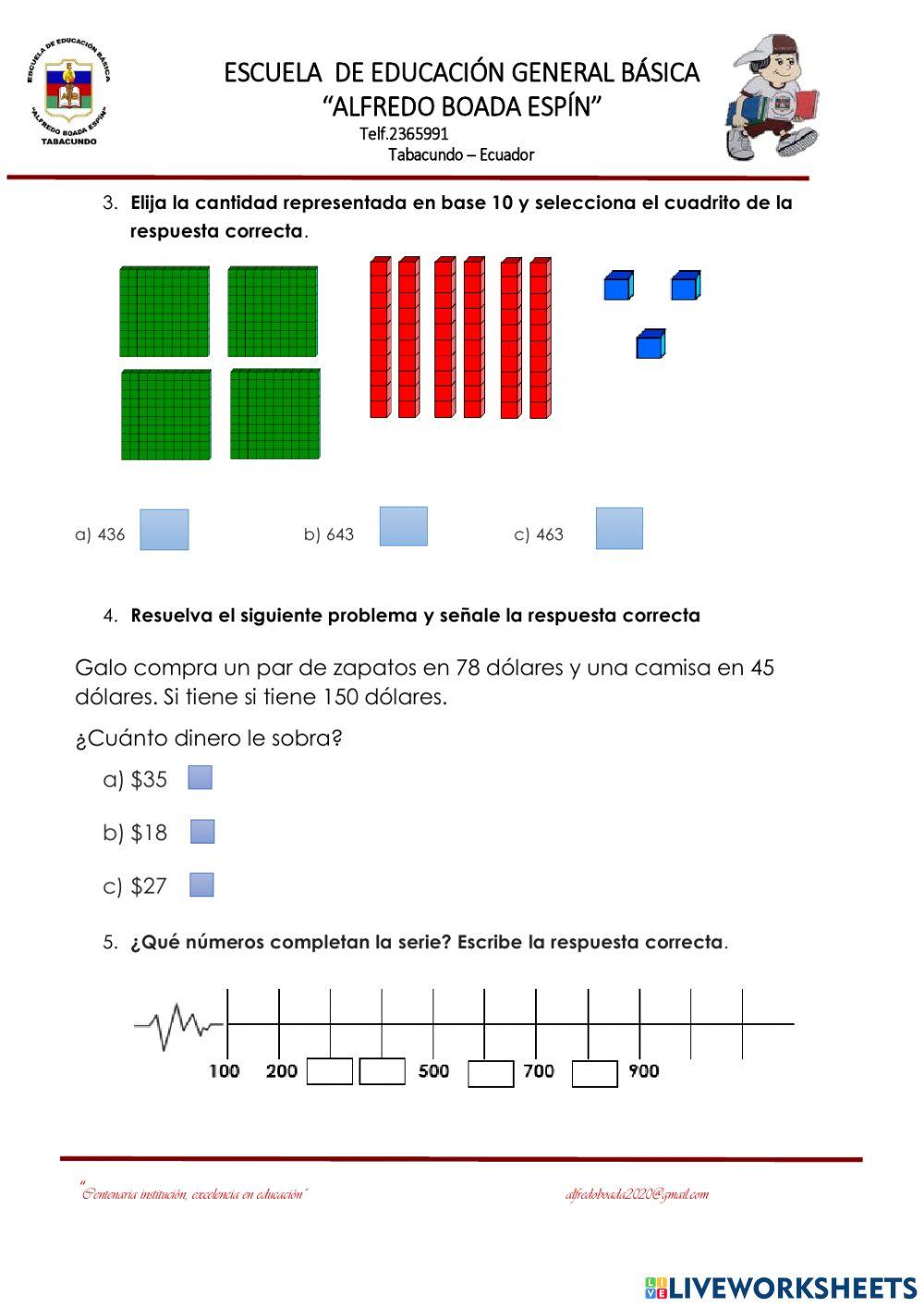 Evaluacion de matematica