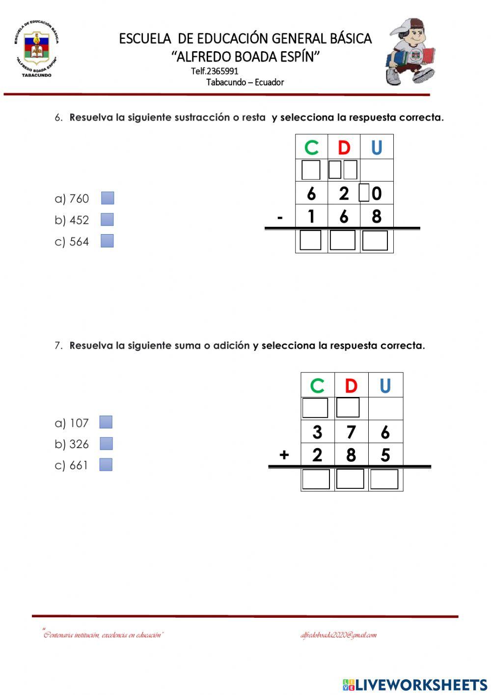 Evaluacion de matematica