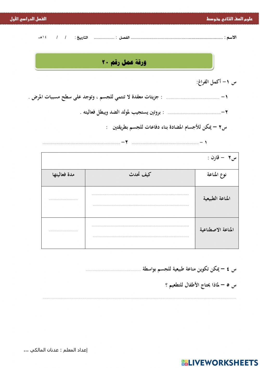 خطط علاجية المناعة