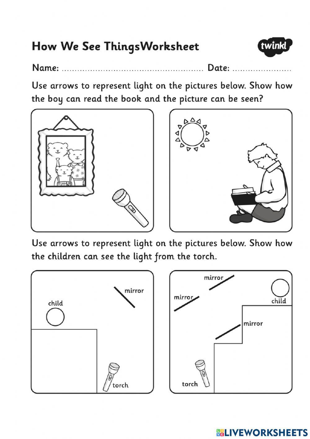 How we see objects online exercise for live worksheets