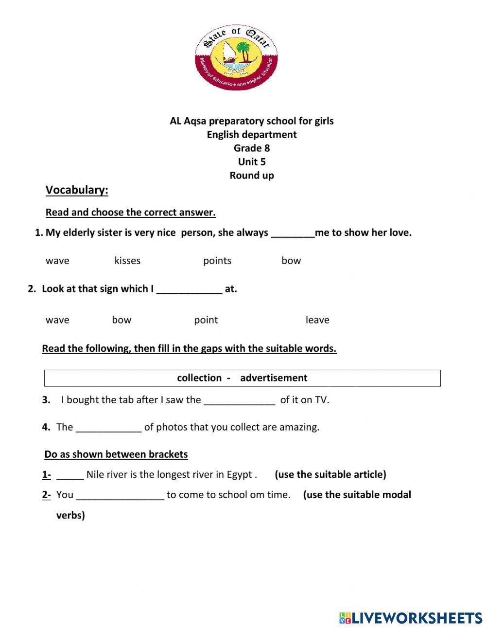 Round up 2 online exercise for live worksheets