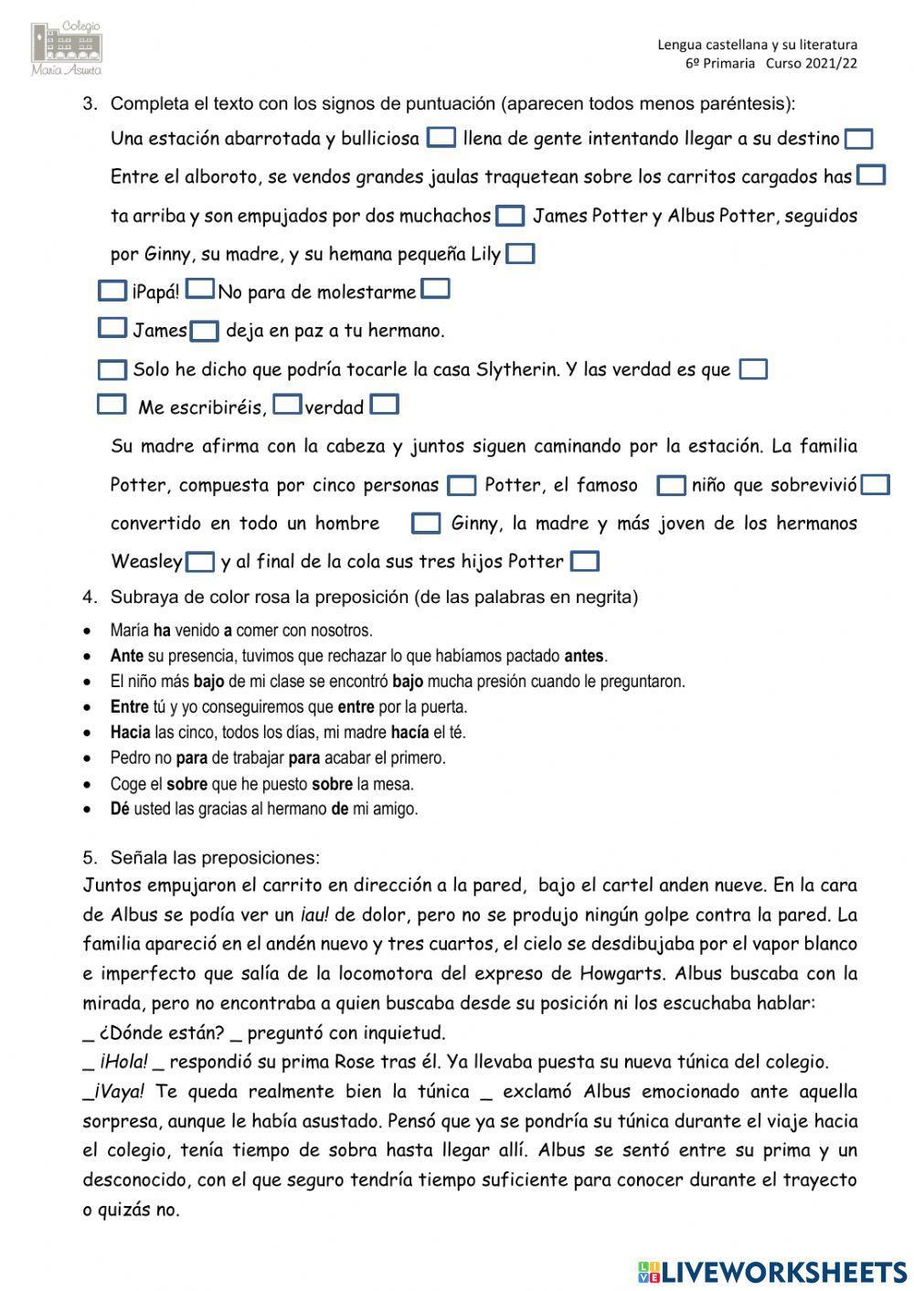 Signos puntuación, preposiciones, conjunciones e interjecciones
