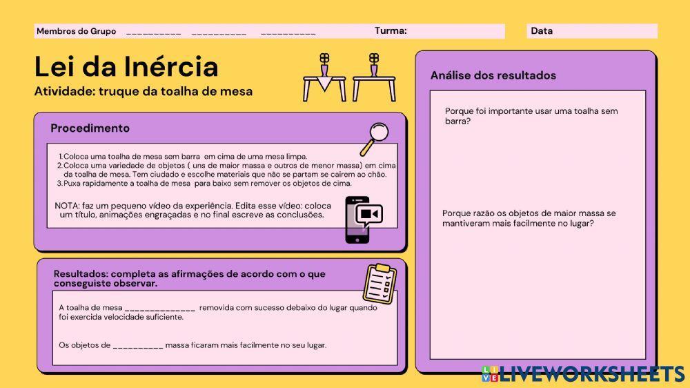 Lei da Inércia - Atividade Prática