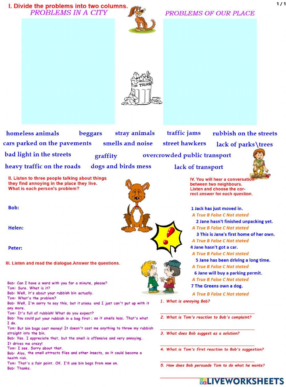 Problems in neighbourhood