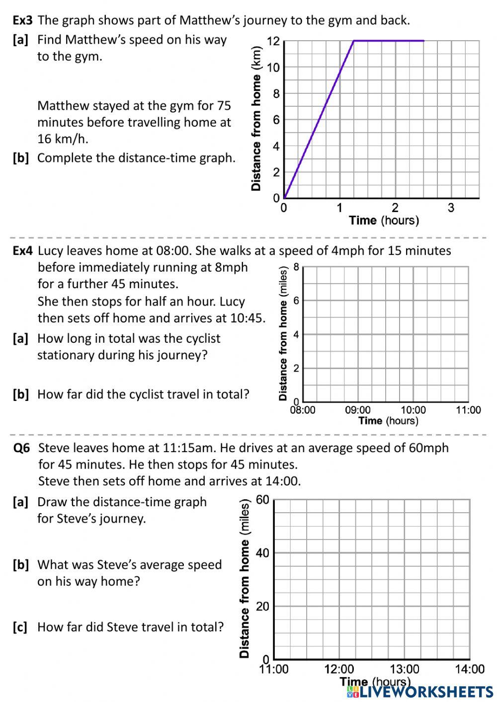 Distance Time Graph and Average Speed Worksheet-Dr. Thomas' Class ...