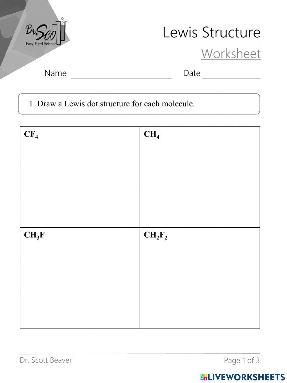 Lewis Structure Of Elements Worksheet