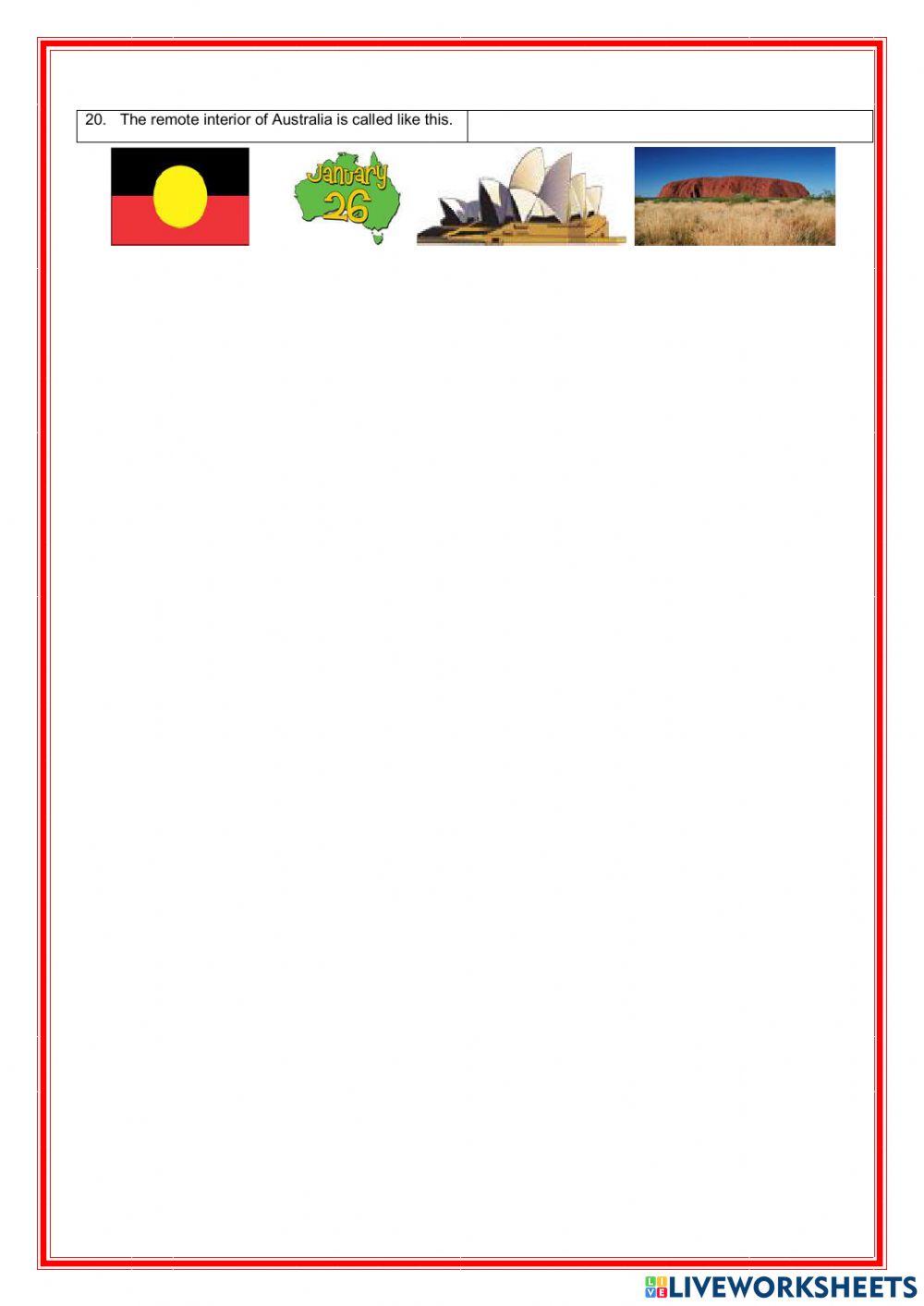 AUSTRALIA CROSSWORD online exercise for Live Worksheets