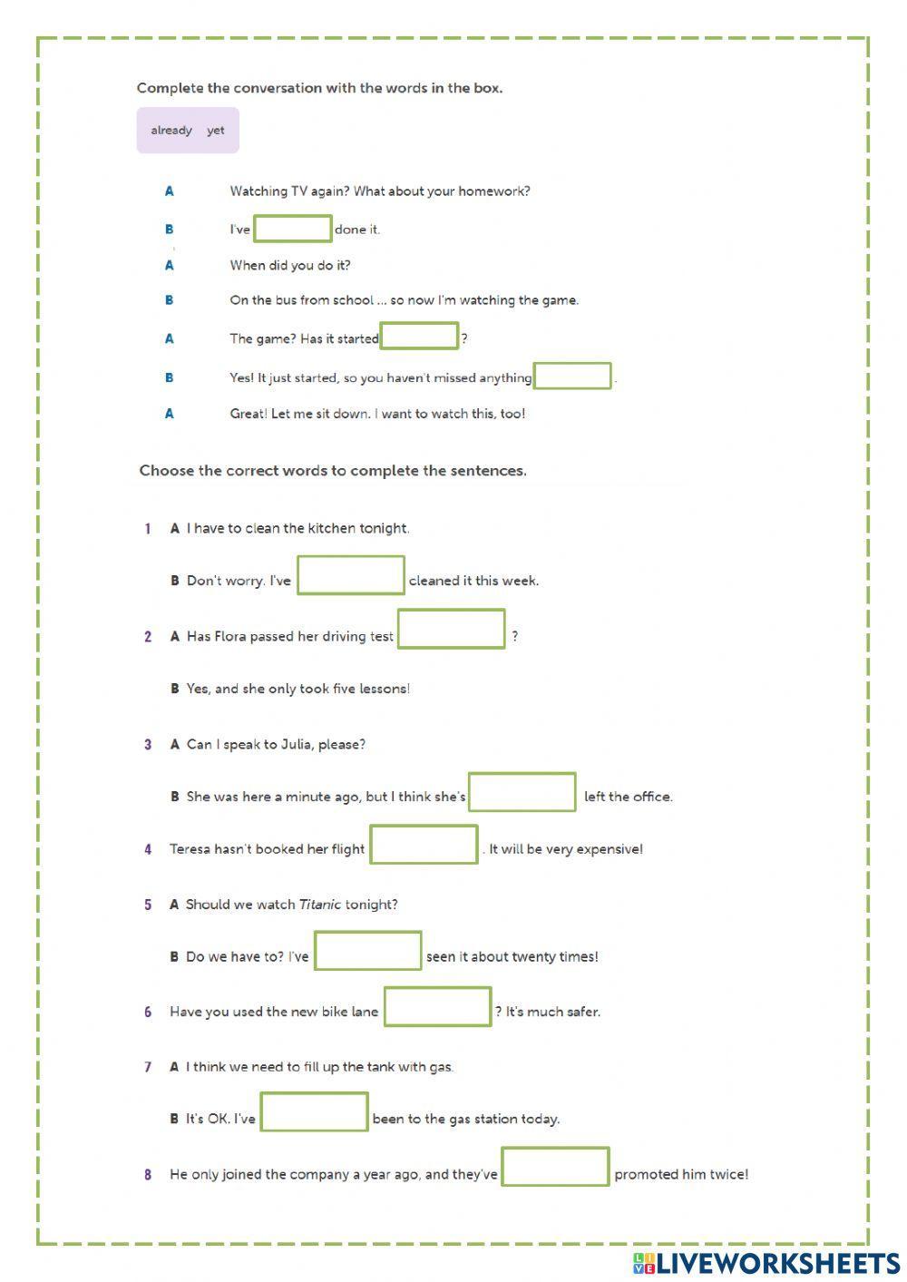 -yet- and -already- with Present Perfect