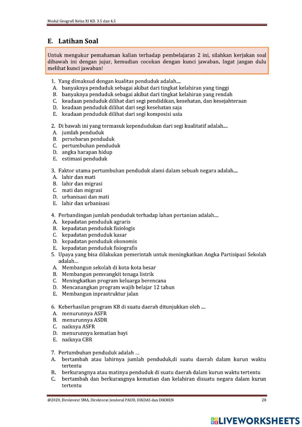 Kualitas Penduduk dan Pembangunan