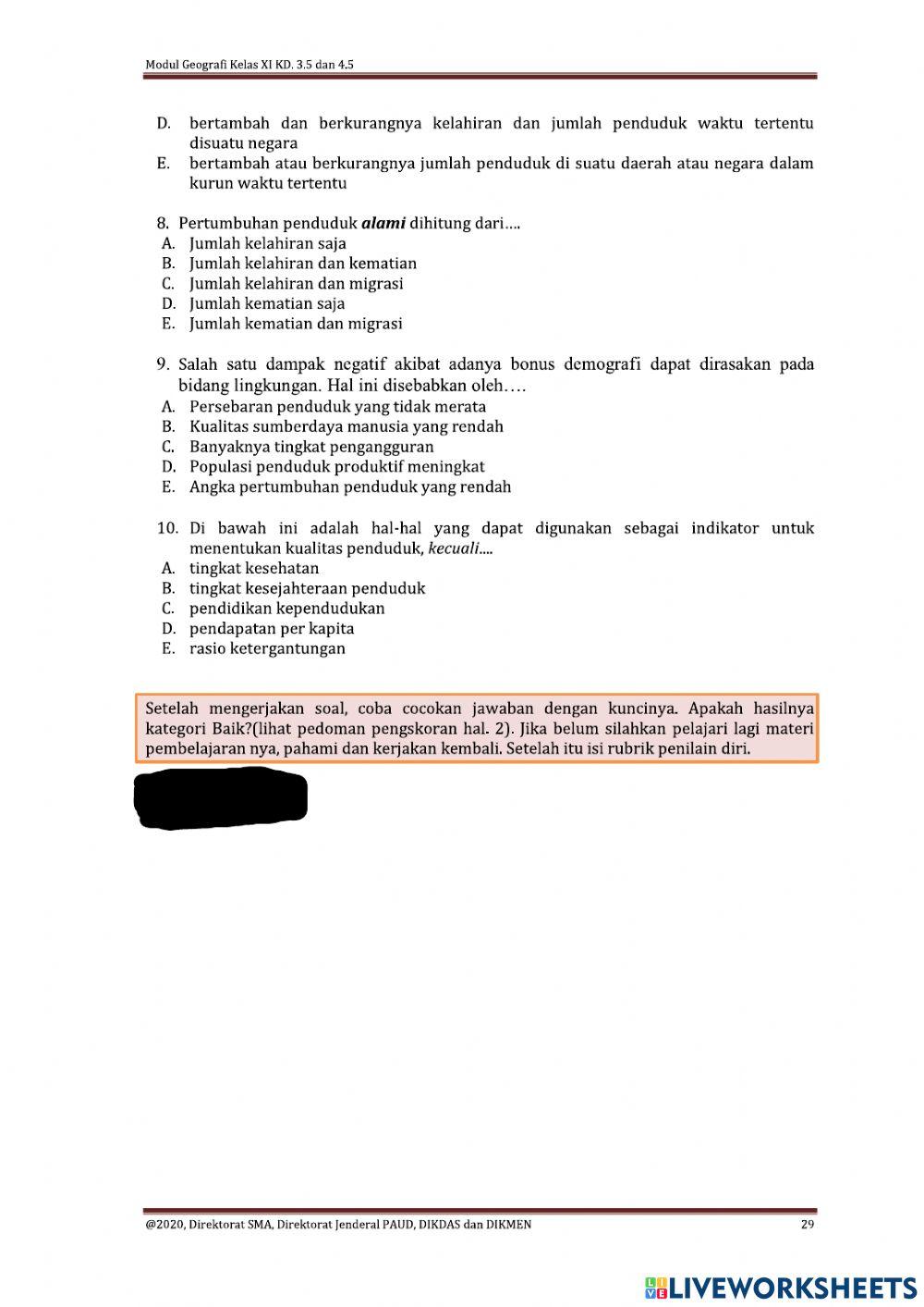 Kualitas Penduduk dan Pembangunan