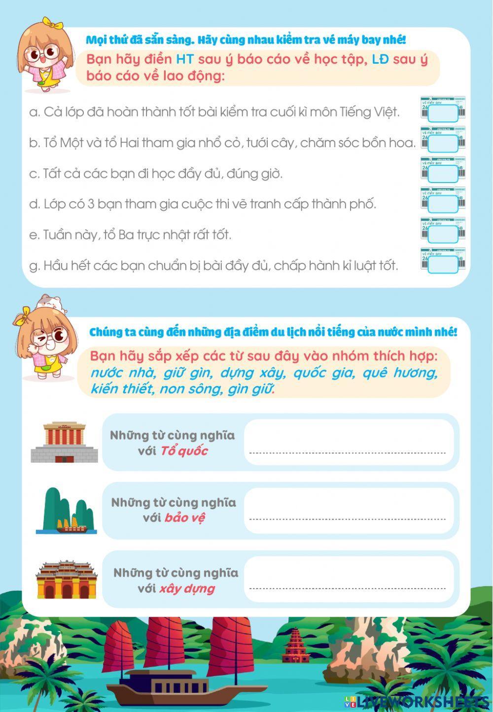 Ôn tập Tiếng Việt cuối tuần 20 lớp 3