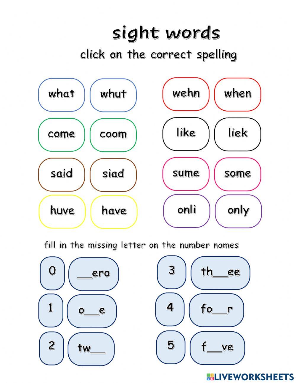 Sight words