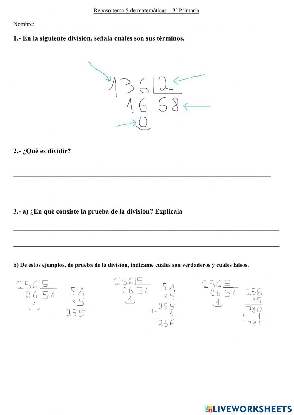 Repaso tema 5 matemáticas