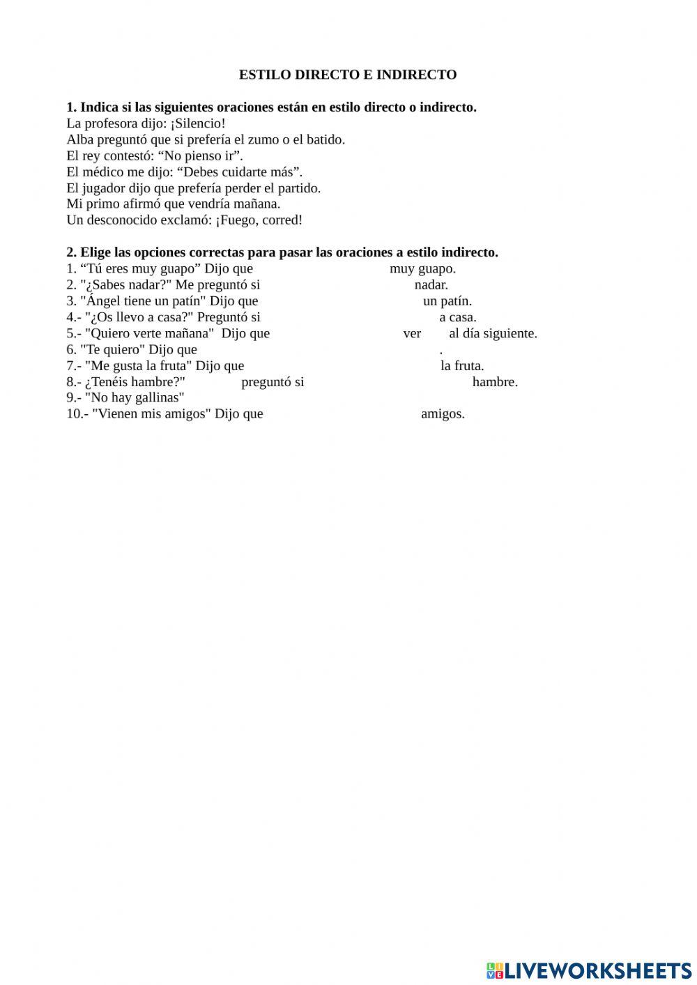 Estilo directo e indirecto