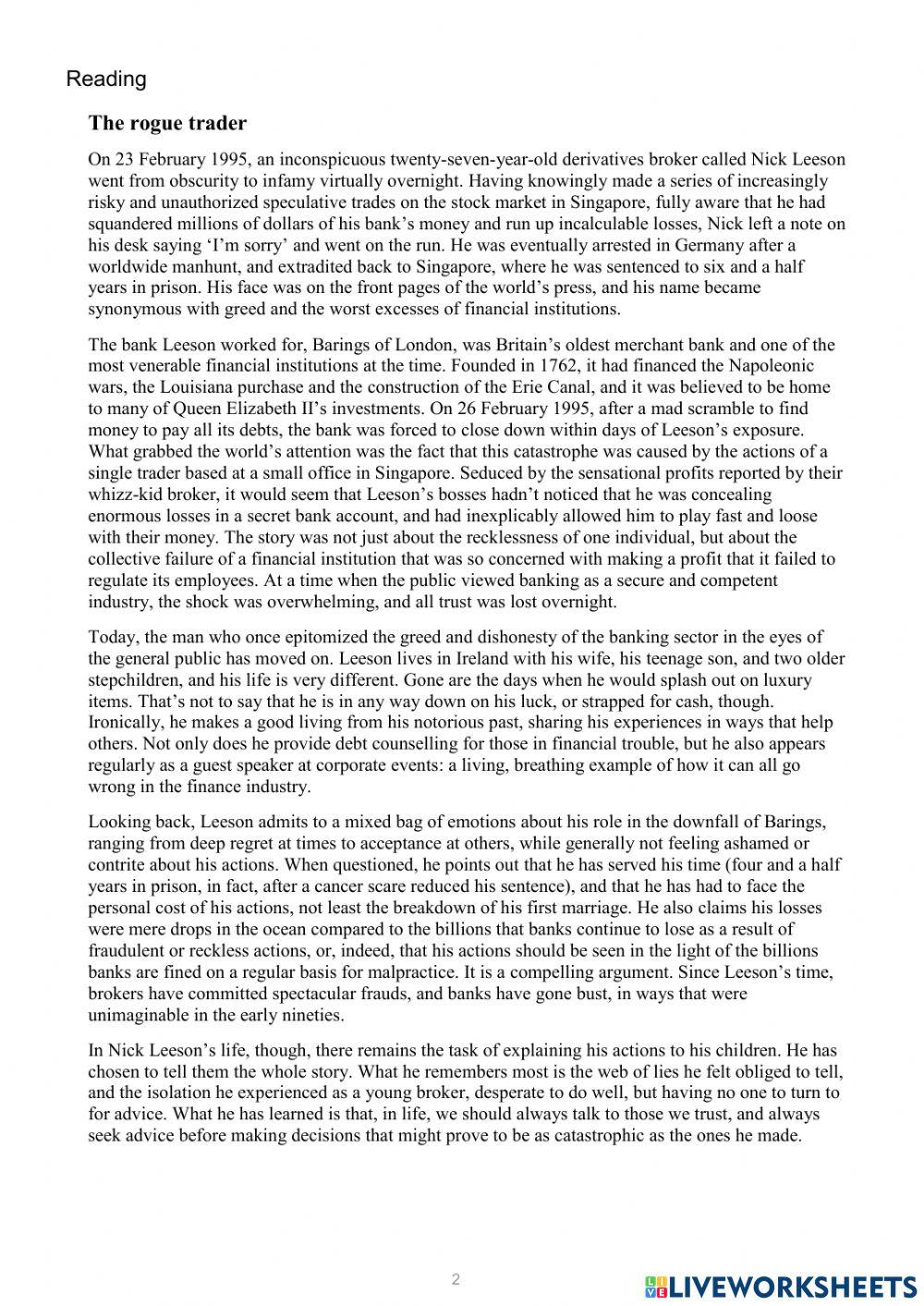 Insight Advanced Unit 3 Skills test