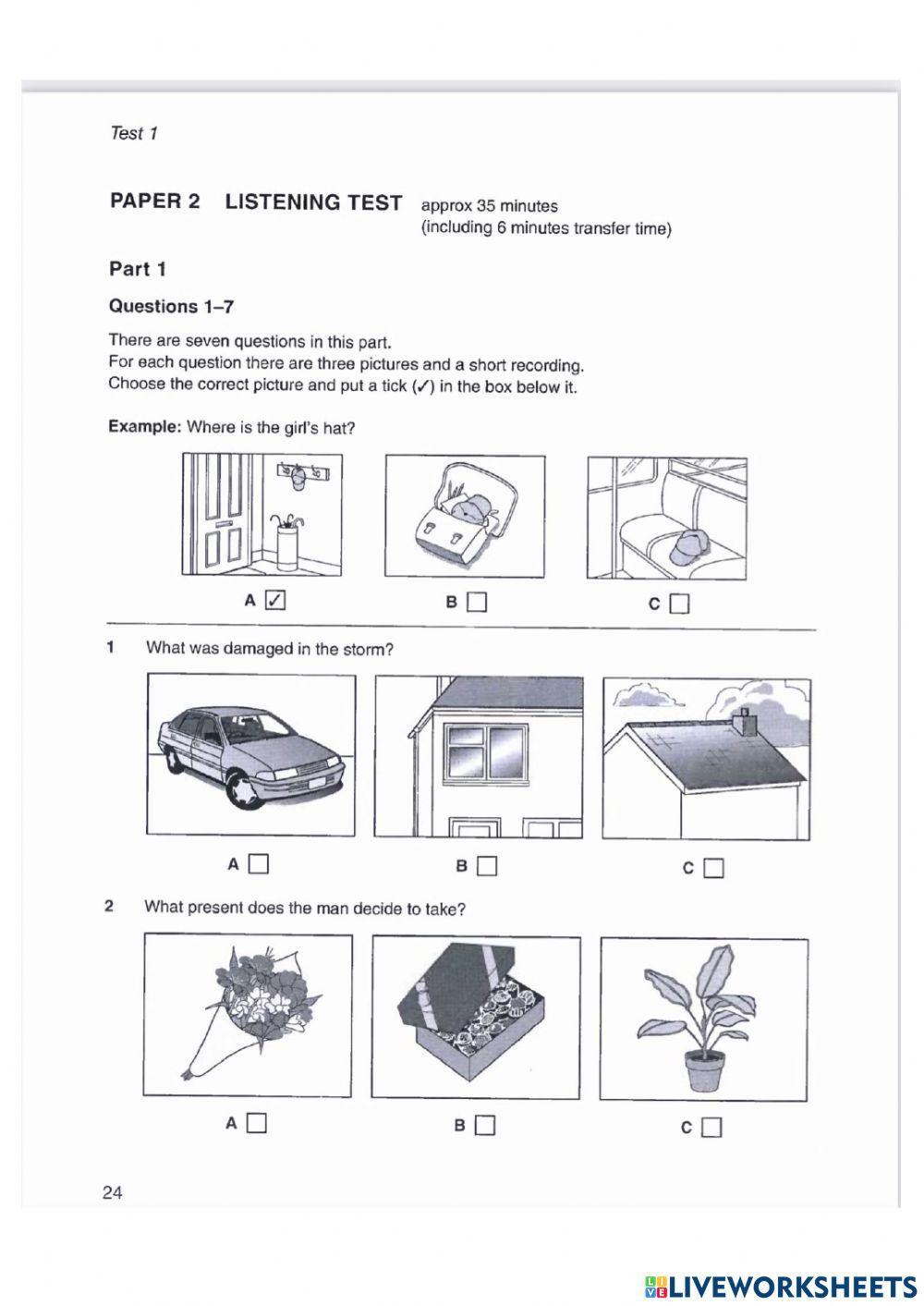 B1 listening PET 5 parts 1