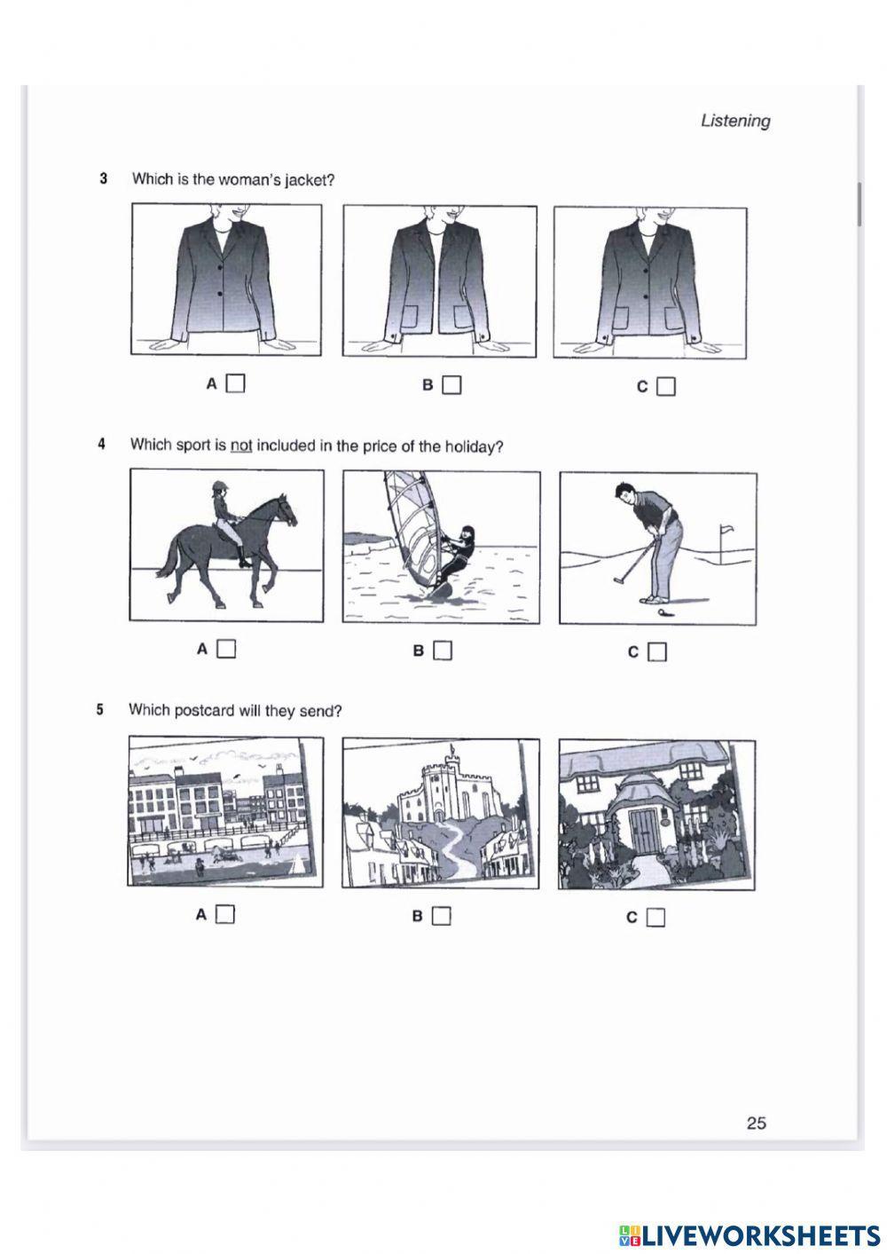 B1 listening PET 5 parts 1