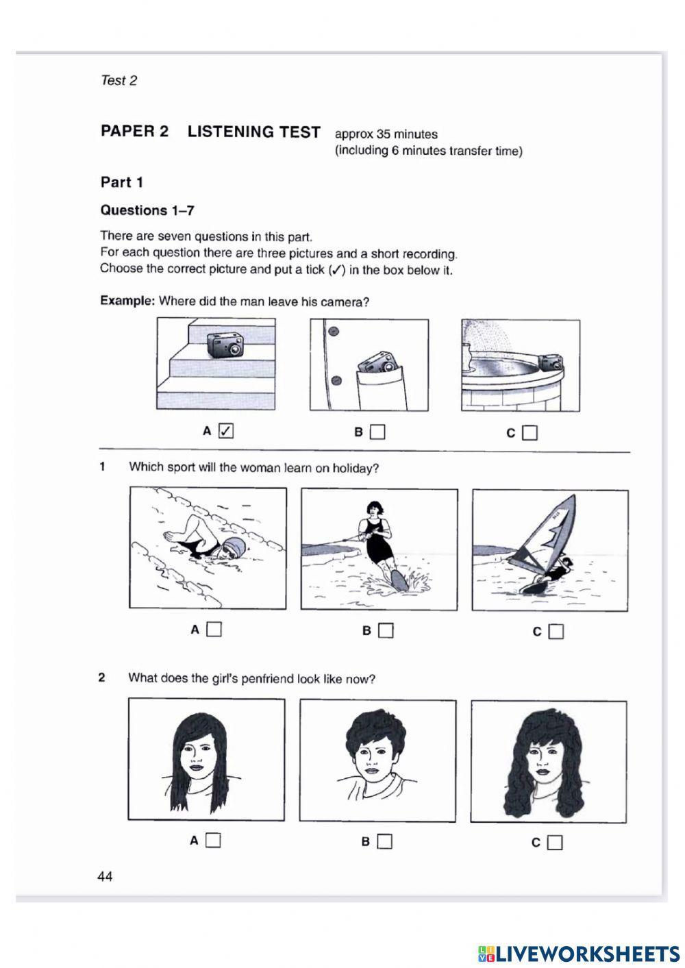 B1 listening PET 5 parts 1