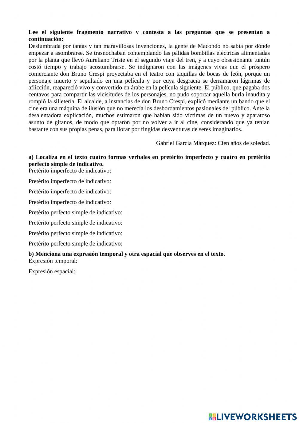 Rasgos lingüísticos de la narración