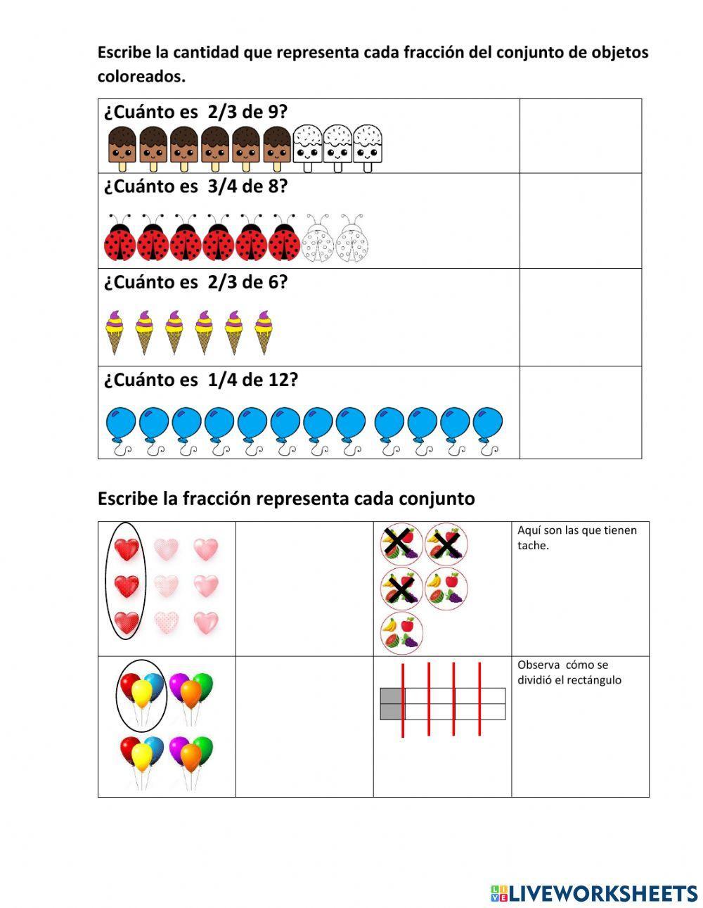 Fracciones con conjuntos