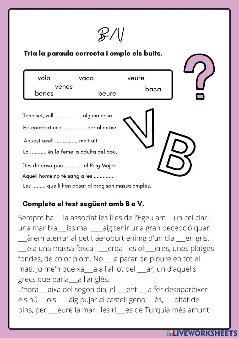 B-V i formes no personals