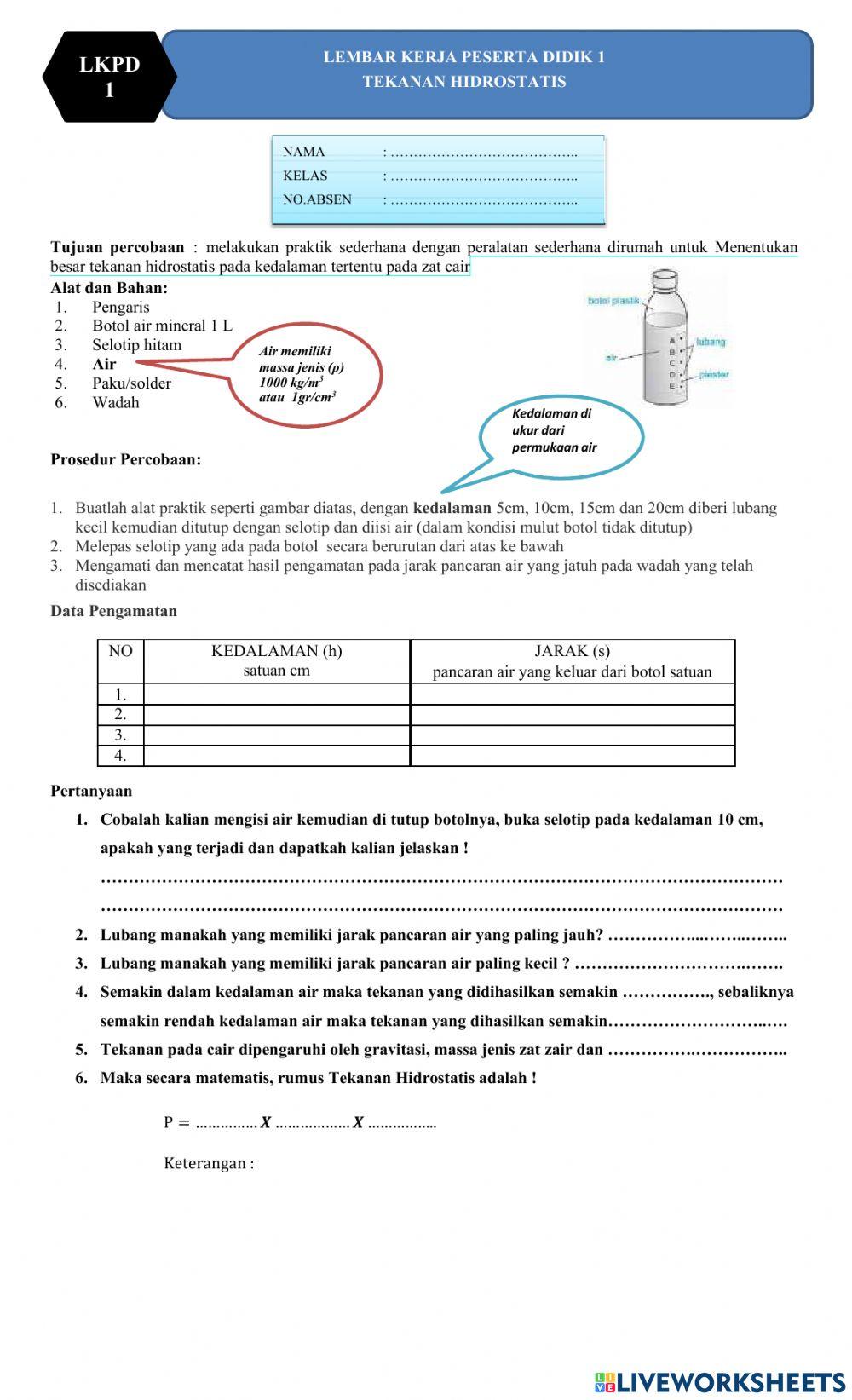 Lkpd 1 tekanan hidrostatis