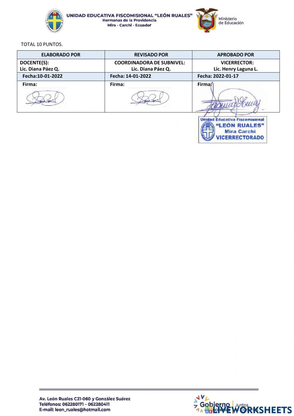 Evaluación de Religión