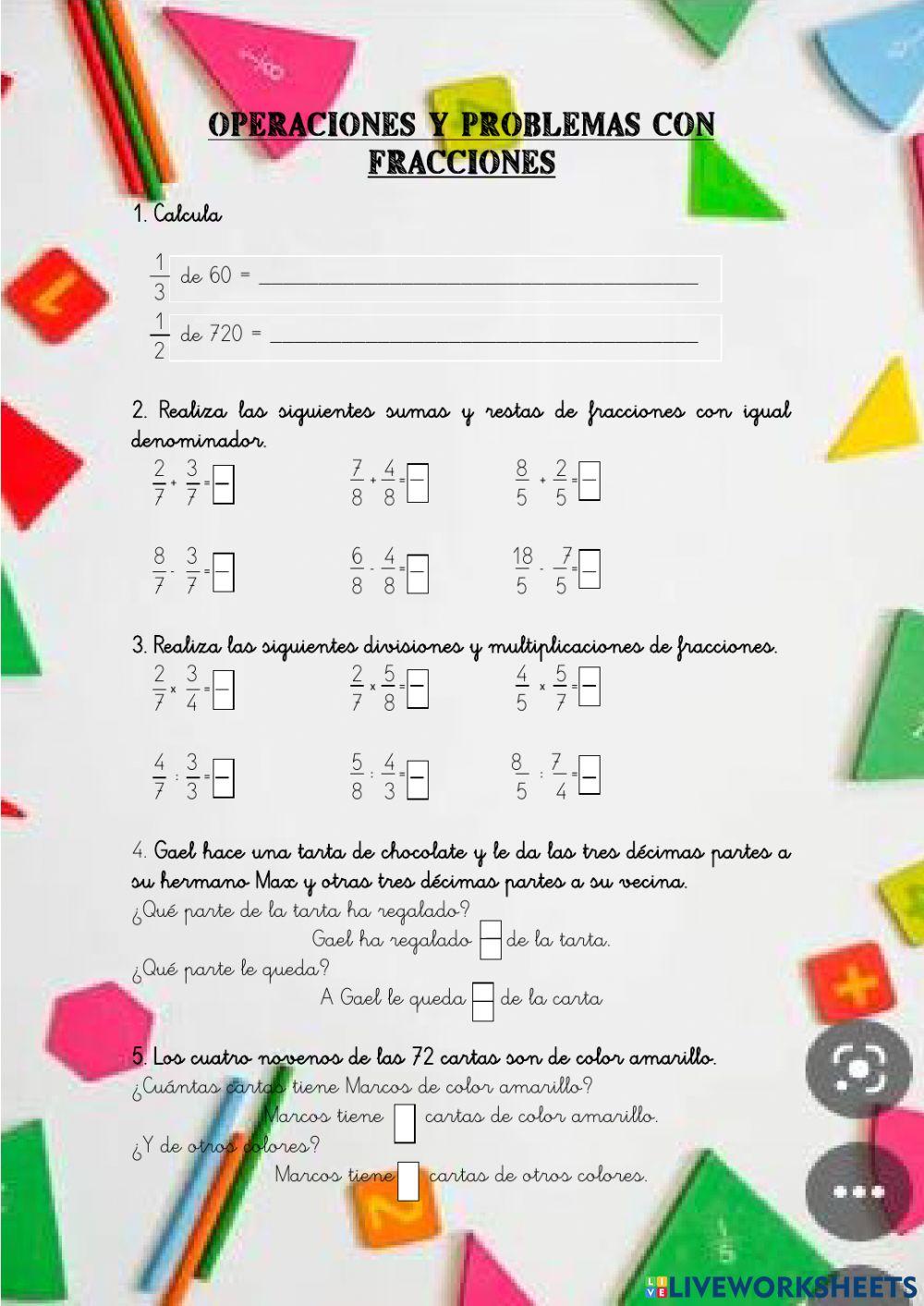 Operaciones con fracciones