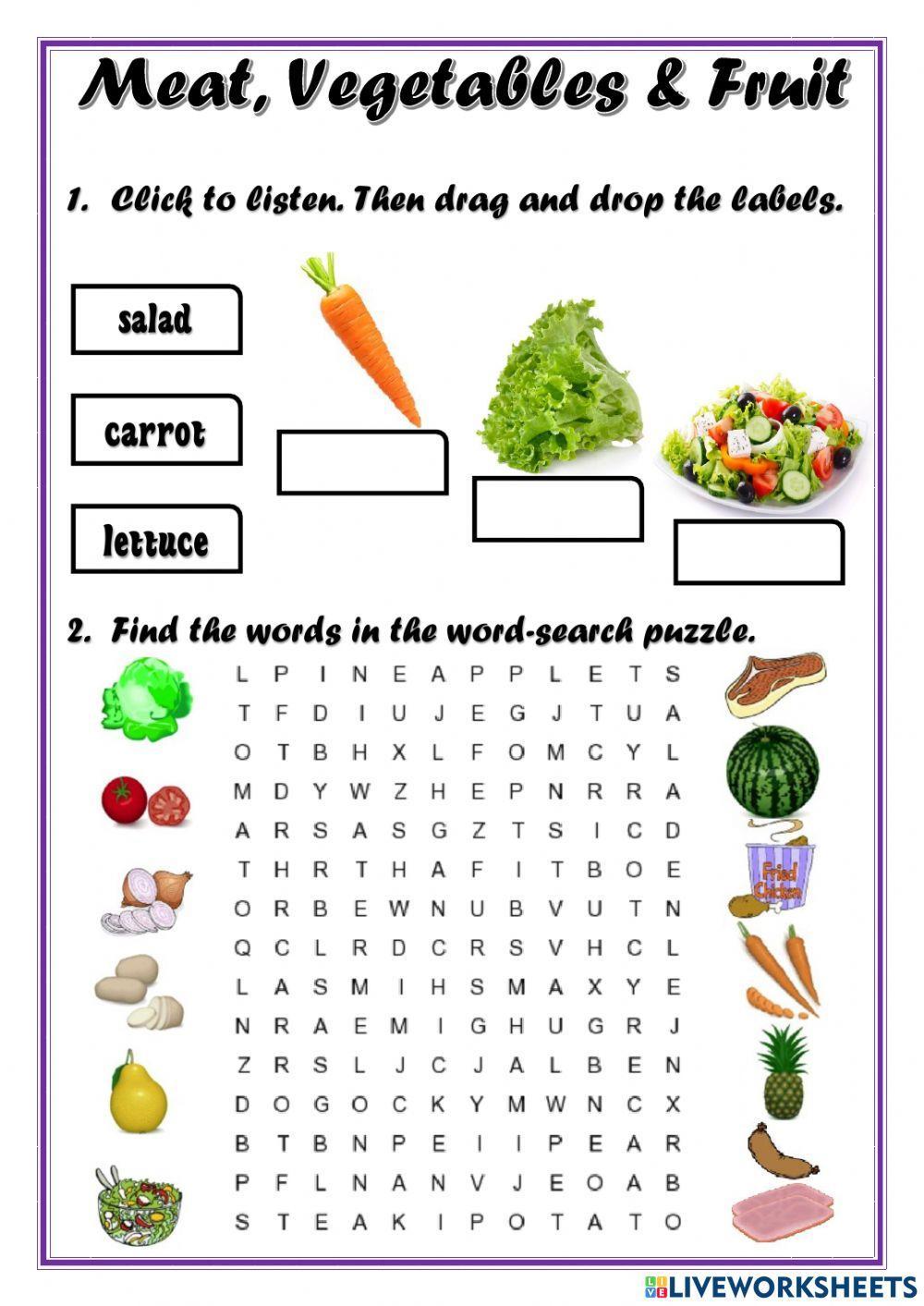 Meat, Vegetables, Fruit