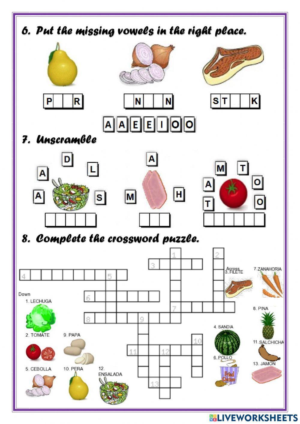 Meat, Vegetables, Fruit