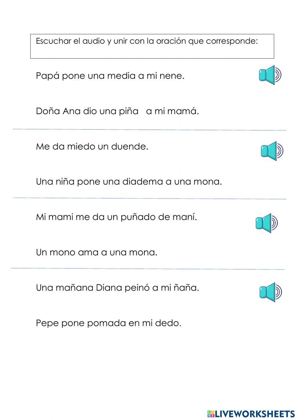 Lectura de oraciones