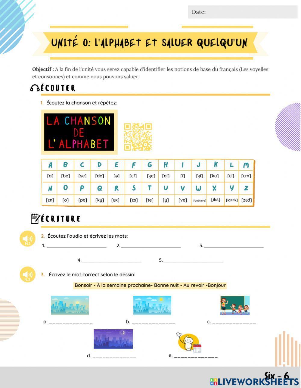 L'alphabet et saluer quelqu'un