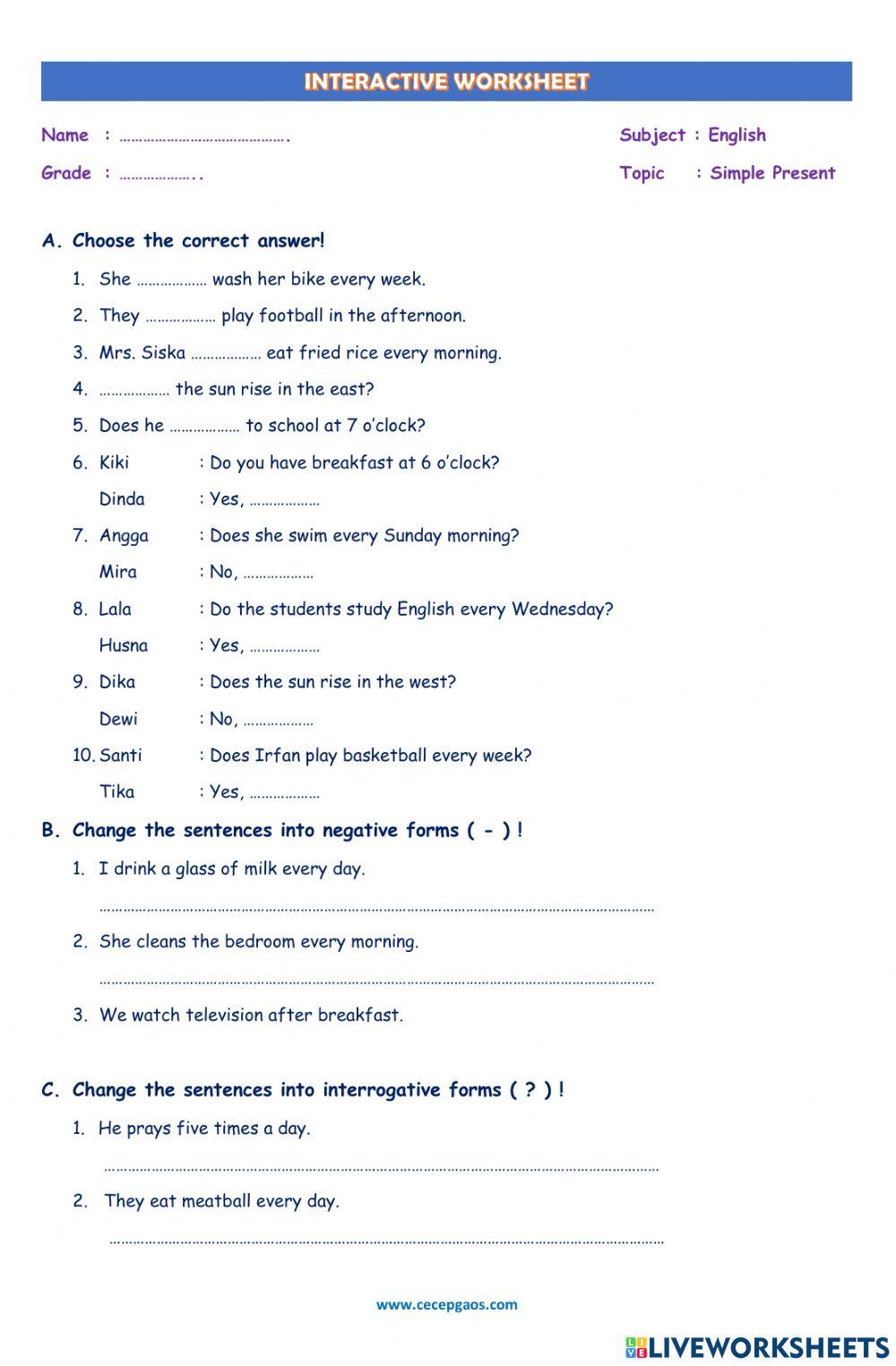 LKPD Interakif Bahasa Inggris Tentang Simple Present Tense LKPD Interakif Bahasa Inggris Tentang Simple Present Tense