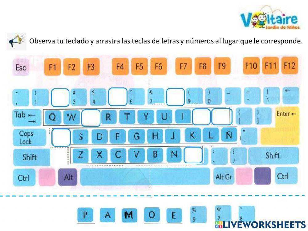LETRAS EN EL TECLADO
