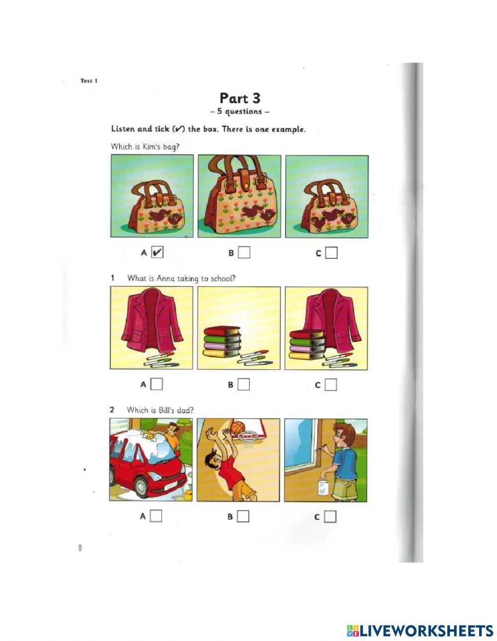 Lesson 1 - starter 1 - listening test 1
