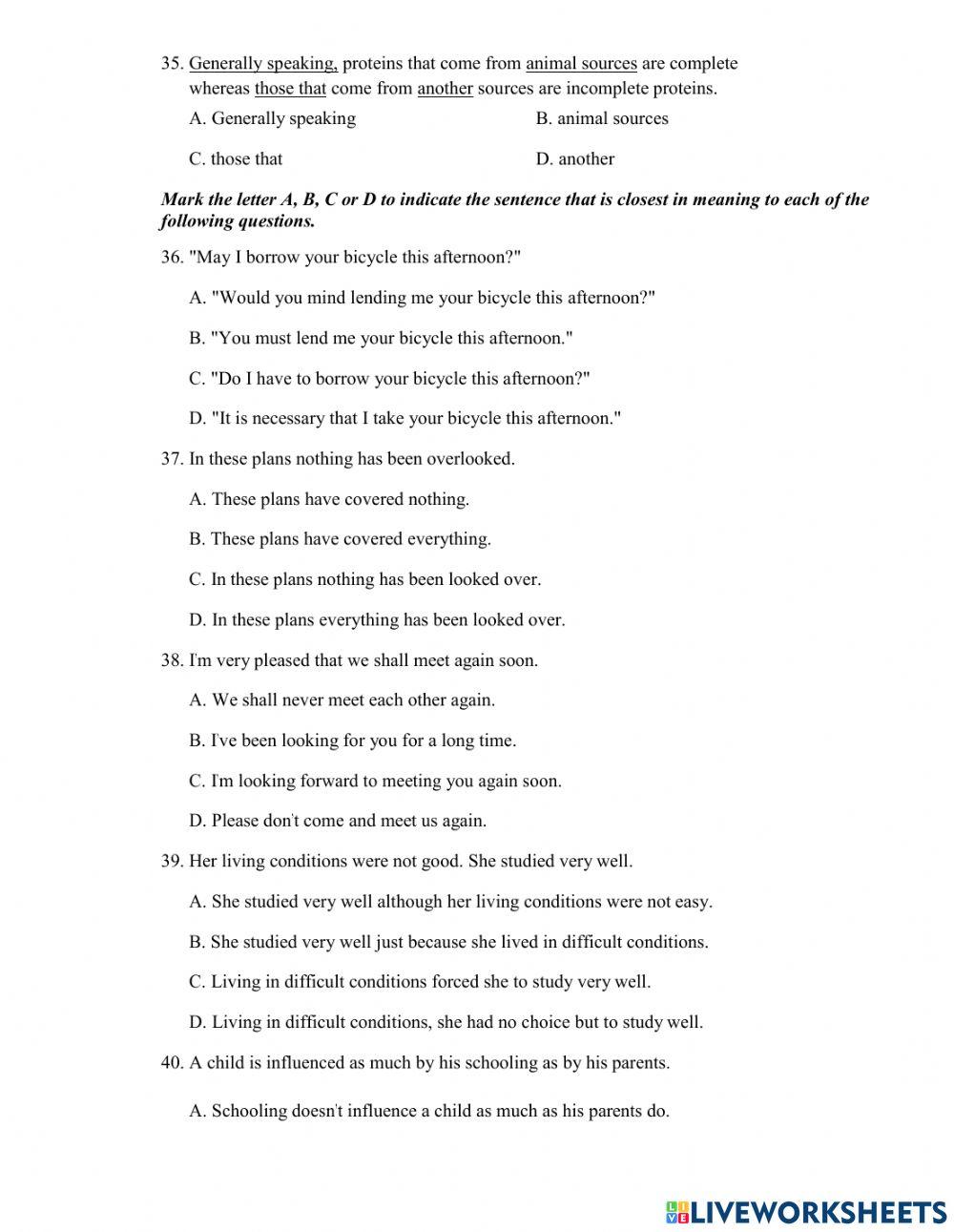Thi lop 10 - PRACTICE TEST 6