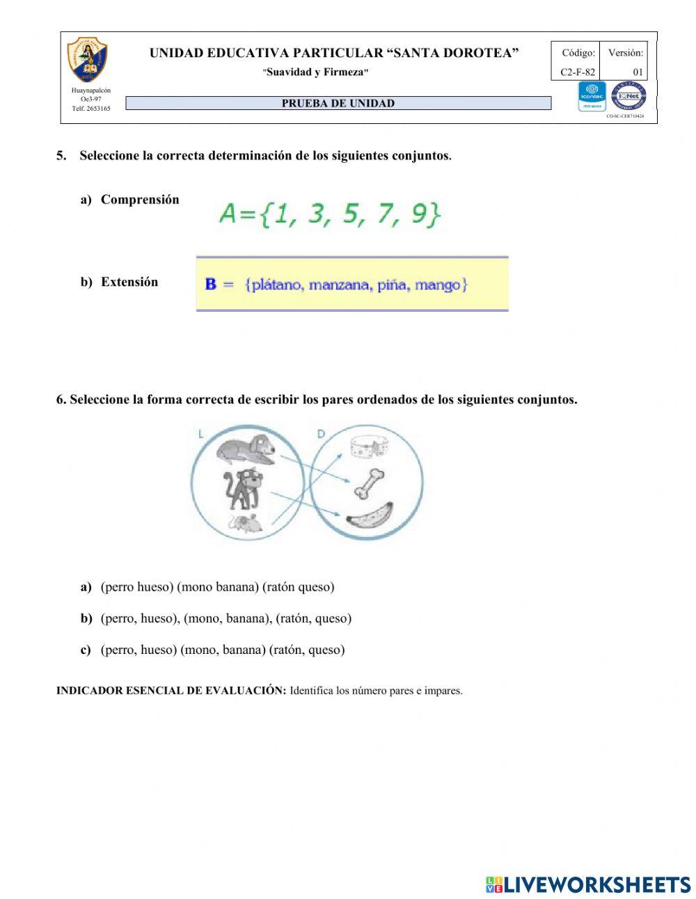 Evaluación de Matemática