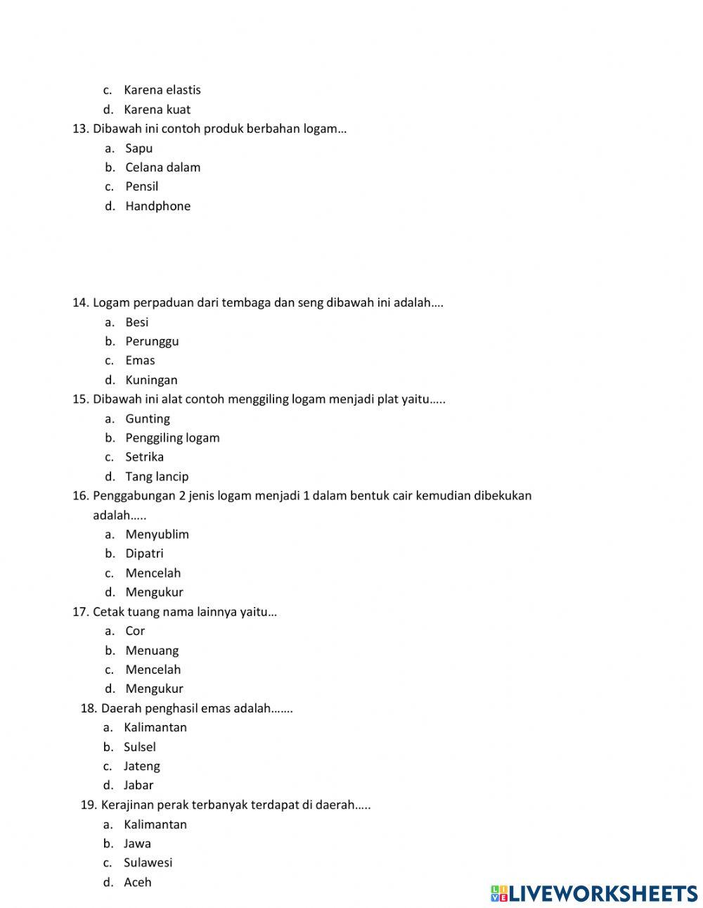 Penilaian harian prakarya kelas ix