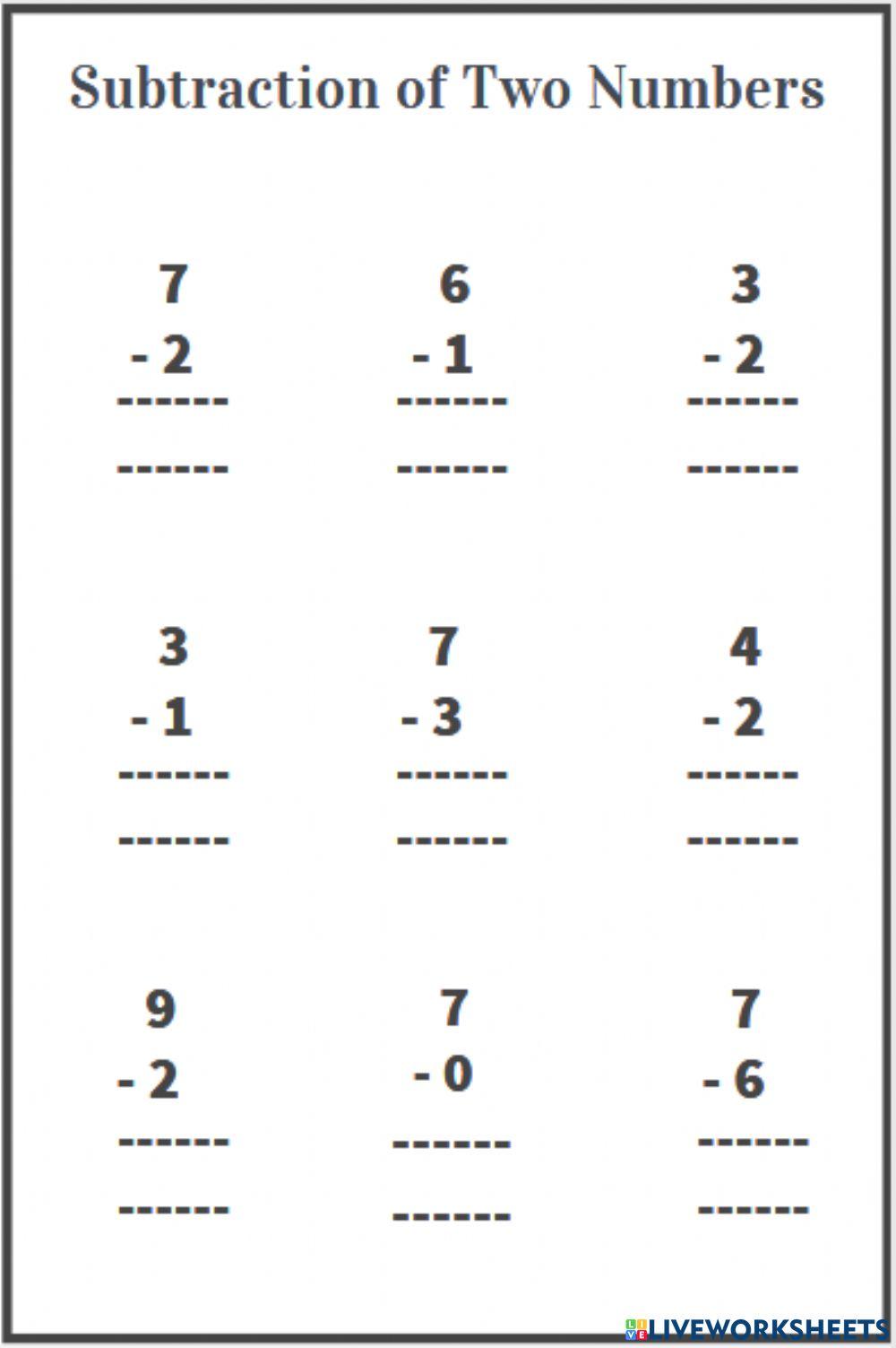 Single digit subtraction