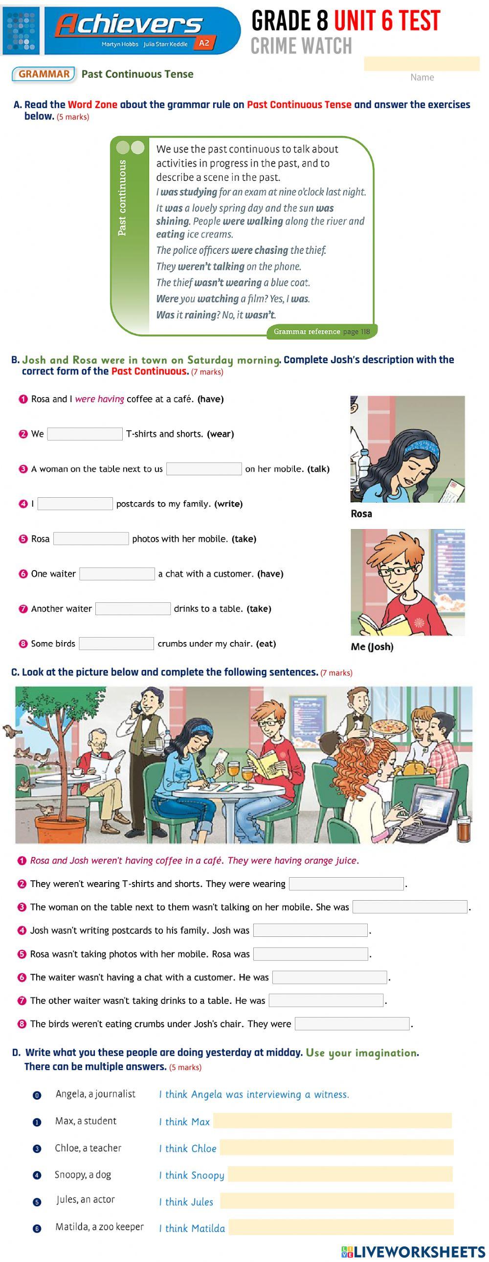 Grade 8 English UNIT 6 Past Continuous Tense