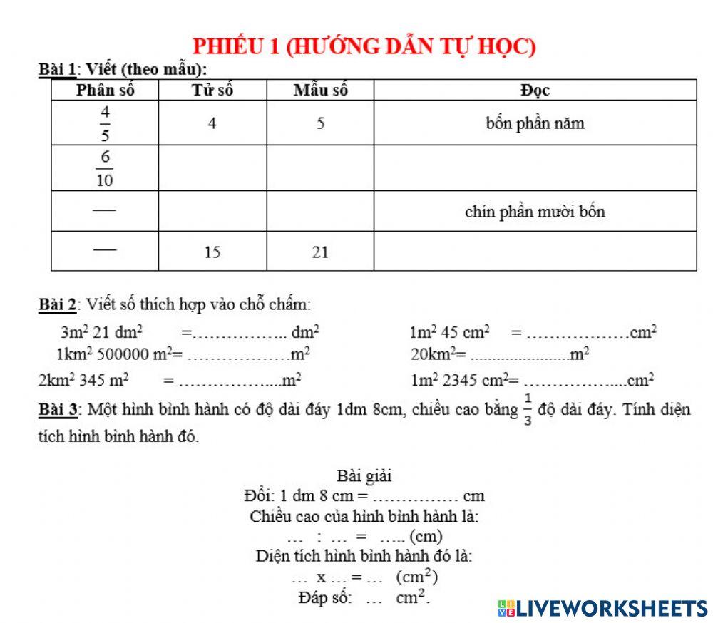 Phân số (Luyện tập)