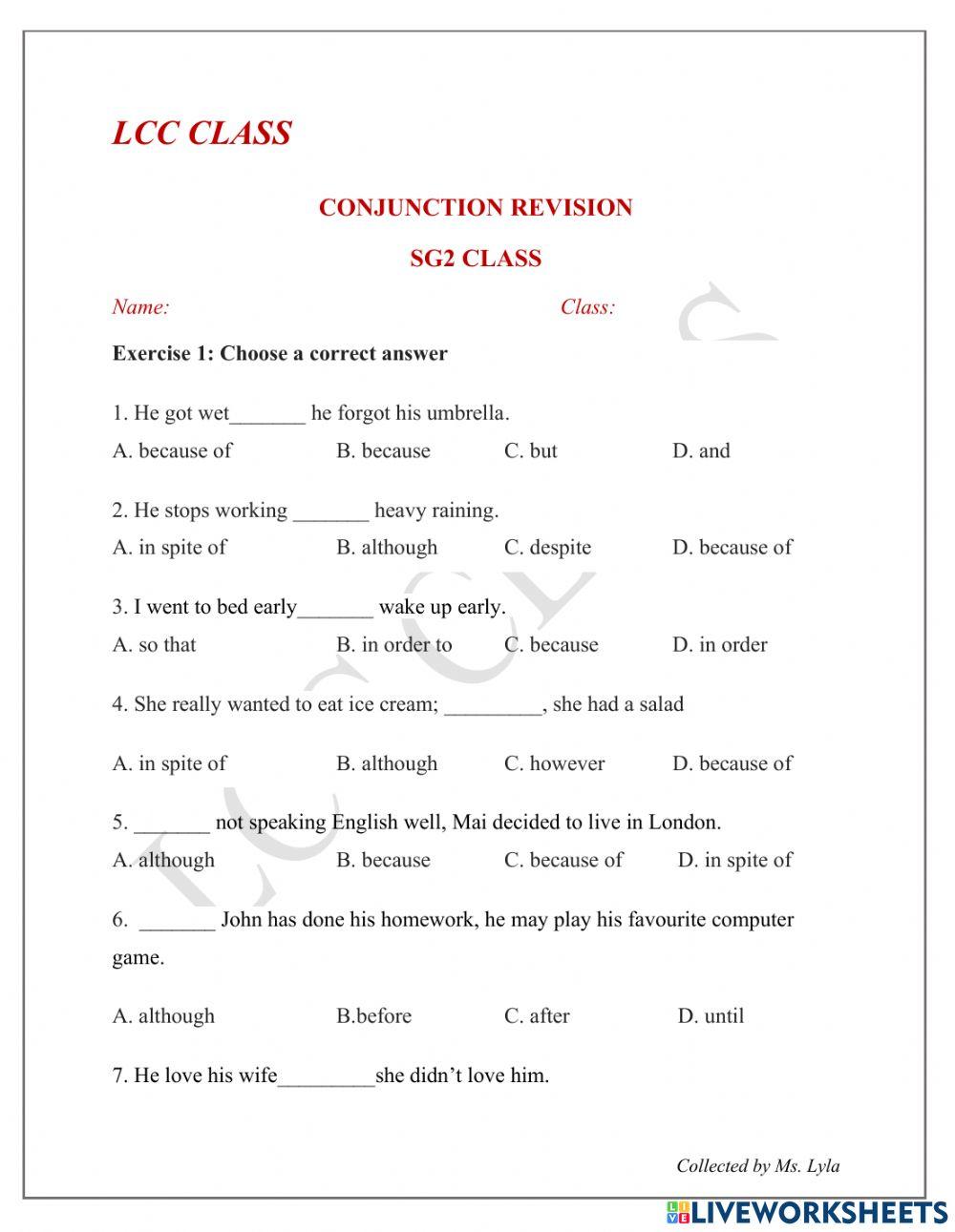 Conjunctions Revision