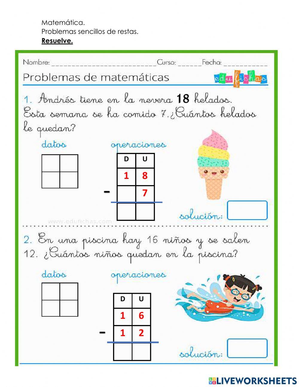 Resuelve problemas de resta